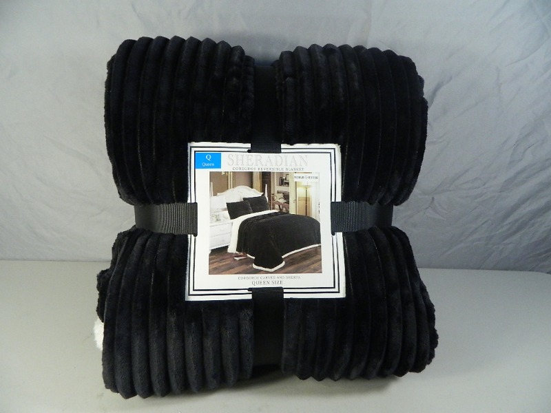 New Super Soft Queen Black Corduroy Reversible Blanket