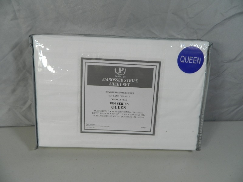 New Embossed Stripe Queen Sheet Set