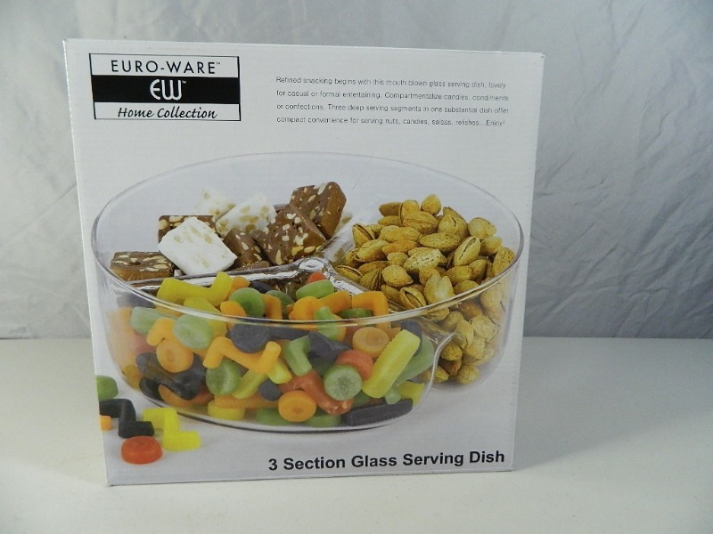 New 3 Section Glass Serving Dish