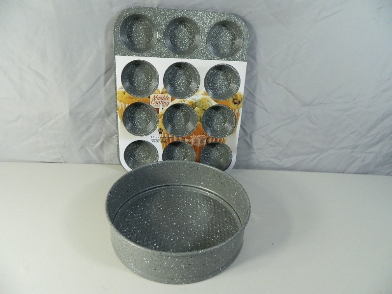 2 New Marble Coated Pans