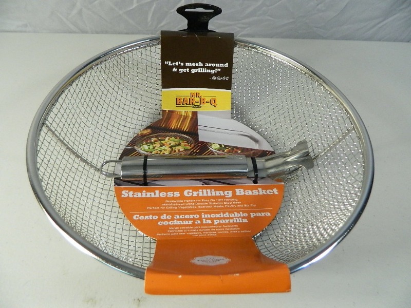 New Stainless Steel Grilling Basket with Removable Handle