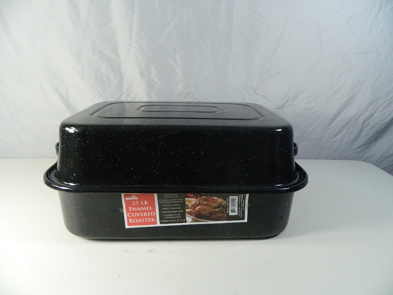 New 25lb Enamel Covered Roaster