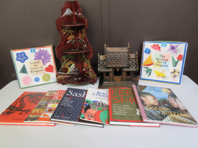 lot 520 image: ASIAN SHELF, THAI STYLE HOUSE AND ORIGAMI AND ASIAN BOOKS
