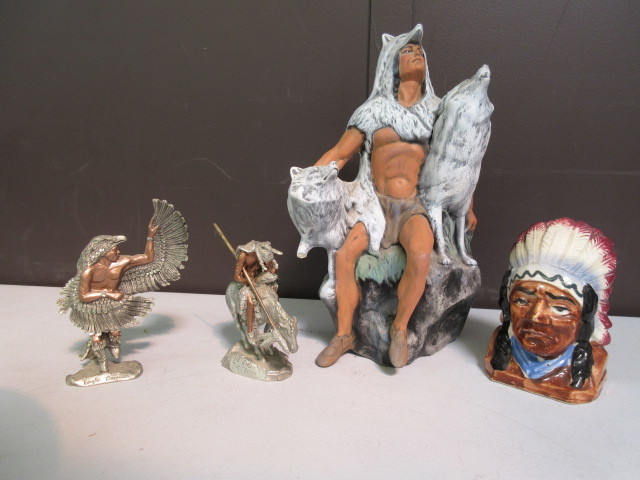 lot 536 image: NATIVE AMERICAN PEWTER, CERAMIC FIGURINES