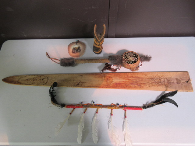 lot 538 image: DANCE STICK, DANCE RATTLE, PLANK ART