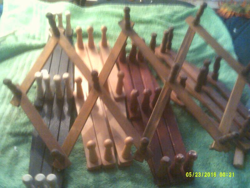 5 VINTAGE WOODEN HANGING RACKS
