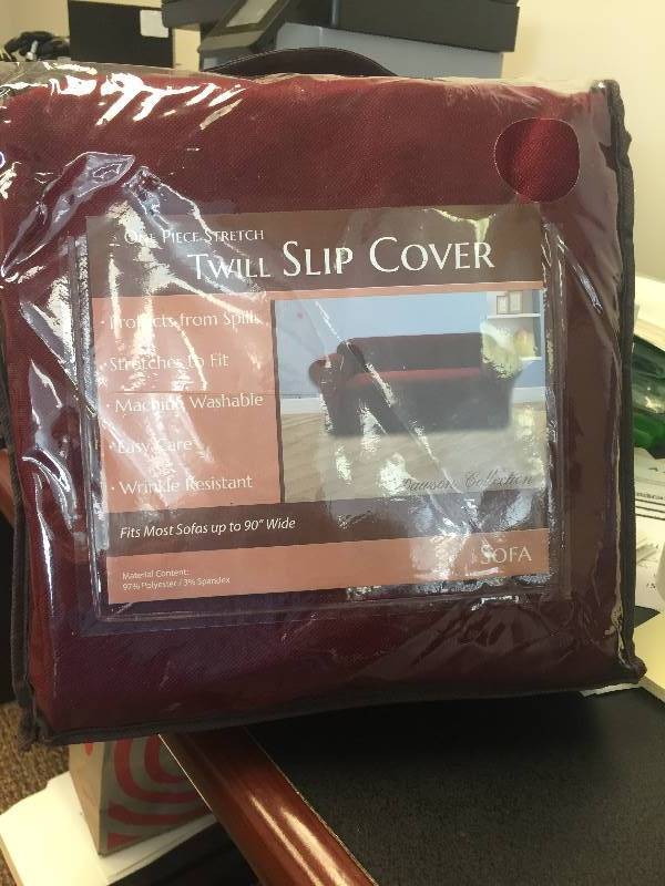 Surefit One Piece Stretch Twill Sofa Slipcover Red Wine