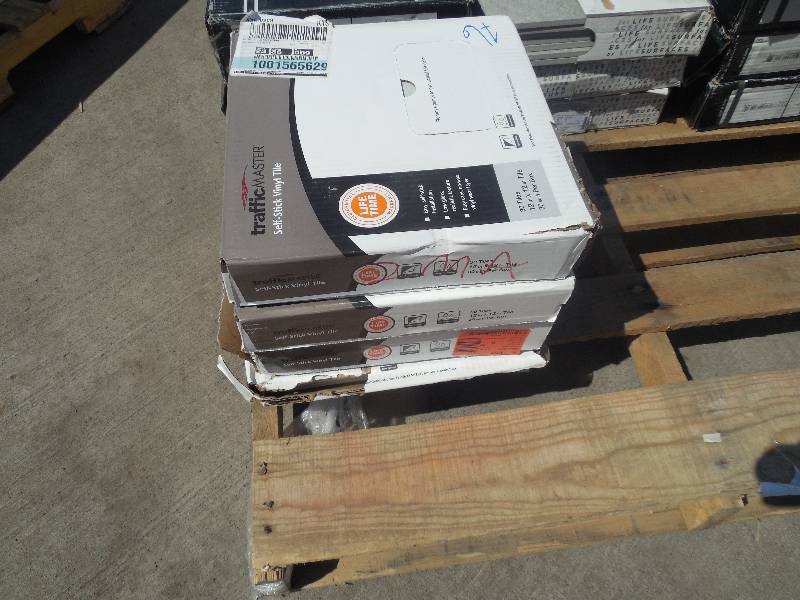 lot 16 image: TrafficMASTER White Travertine 12 in. x 12 in. Peel and Stick Vinyl Tile (120 sq. ft. X 4 case)