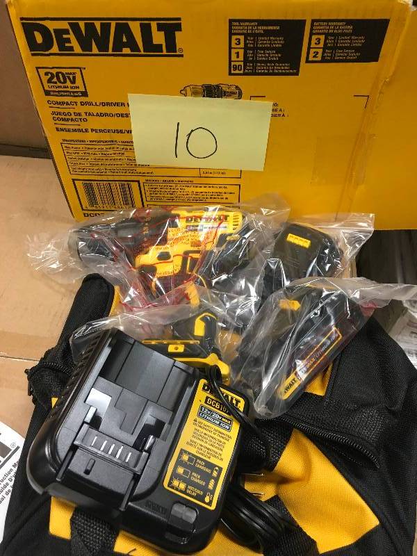 DeWalt 20V Max Cordless Lithium-Ion Compact Brushless Drill Driver Kit  New