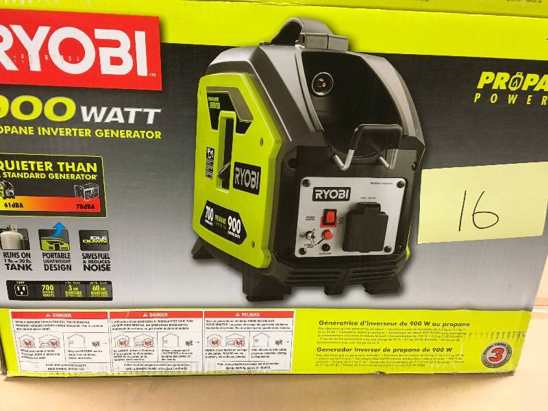 Ryobi 900 Watt Propane Powered Inverter Generator  New
