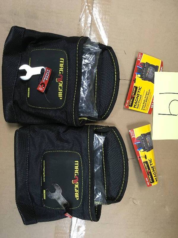 Magnogrip 3-Pocket Magnetic Nail Pouch, Black-Lot of 2 new