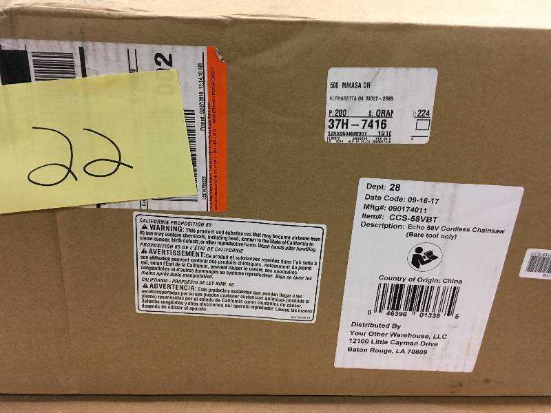 Echo 58V Cordless Chainsaw- Bare Tool in like new condition tool only