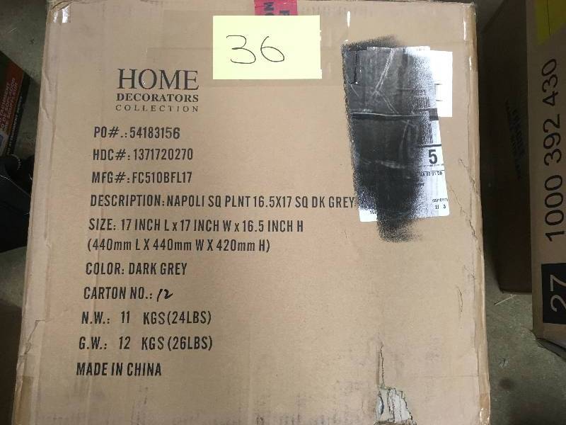 Home Decorators Collection Napoli Square Planter 16.5 x 17, Dark Gray  New