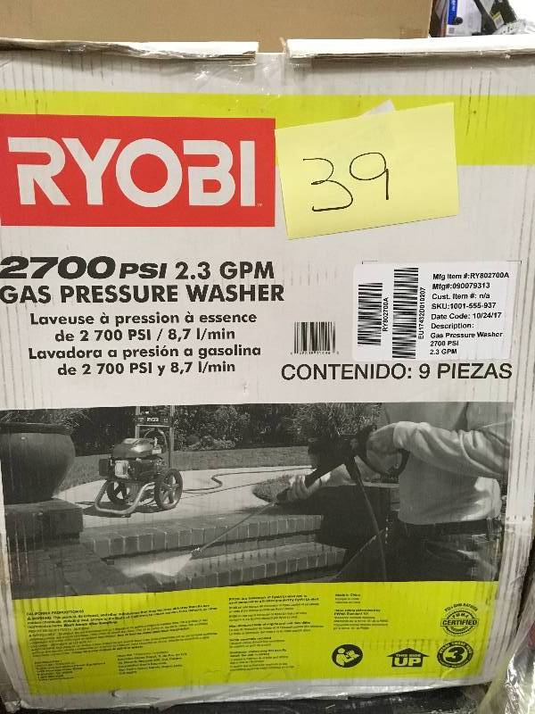 Ryobi 2,700 PSI-2.3-GPM Gas Pressure Washer  New