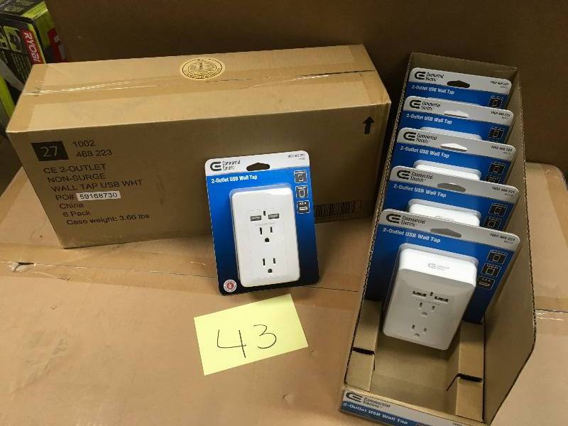 Commercial Electric 2-AC Outlet 2 -USB 4.2 Amp Shared in White- 6 Pack  New