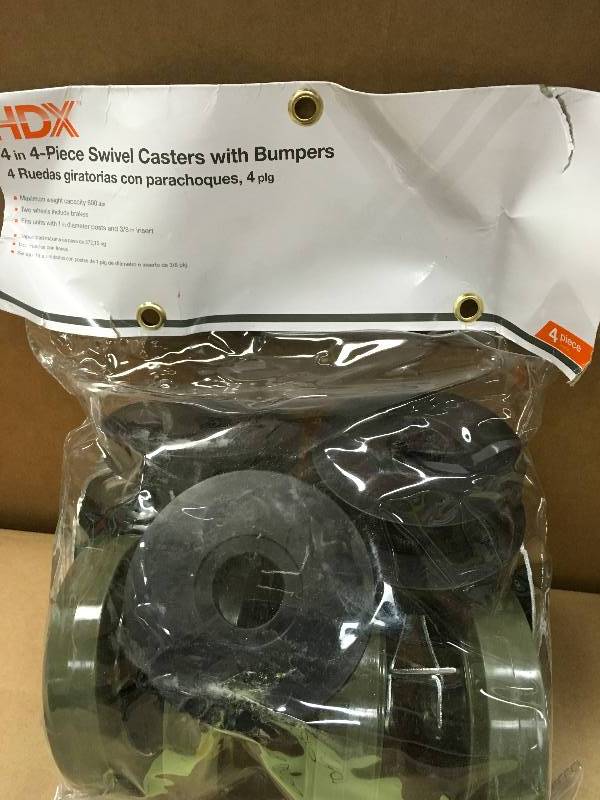 HDX 4 in. 4-piece Swivel Casters with Bumpers  New