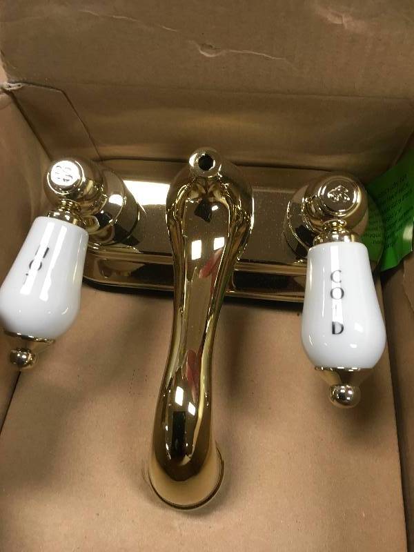 Glacier Bay Teapot 4 in. Two Handle Lavatory Faucet Polished Brass Finish  New