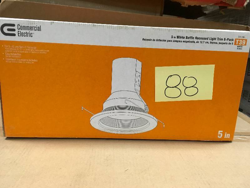 Commerial Electric 5 in. White Recessed Baffle Trim (6 Pack)  New