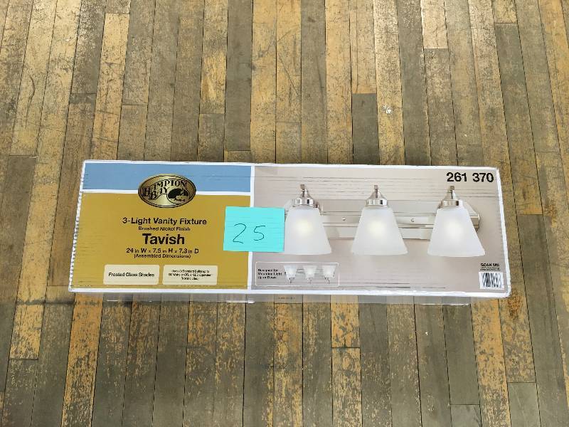 Hampton Bay 3 Light Bath Vanity Bar Brushed Nickel - OB Not Used
