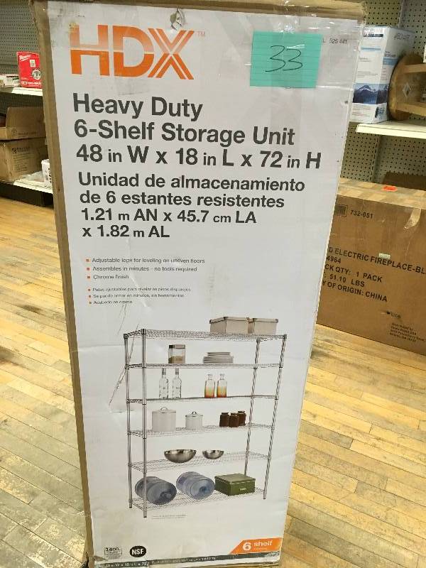 HDX 48 in. W x 72 in. H x 18 in. D Decorative Wire Chrome Heavy Duty Shelving Unit open box not used
