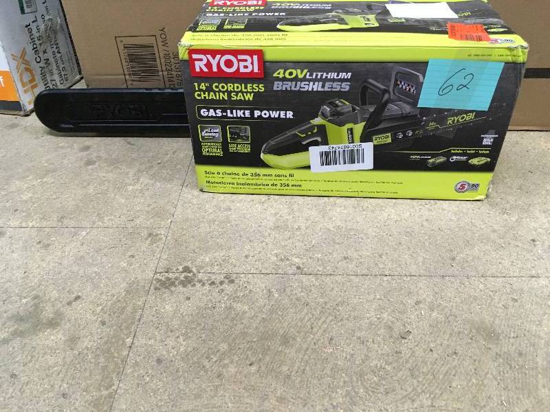 Ryobi 40V Lithium-Ion Brushless 14 Cordless Chainsaw Inculdeds Battery and Charger in like new condition