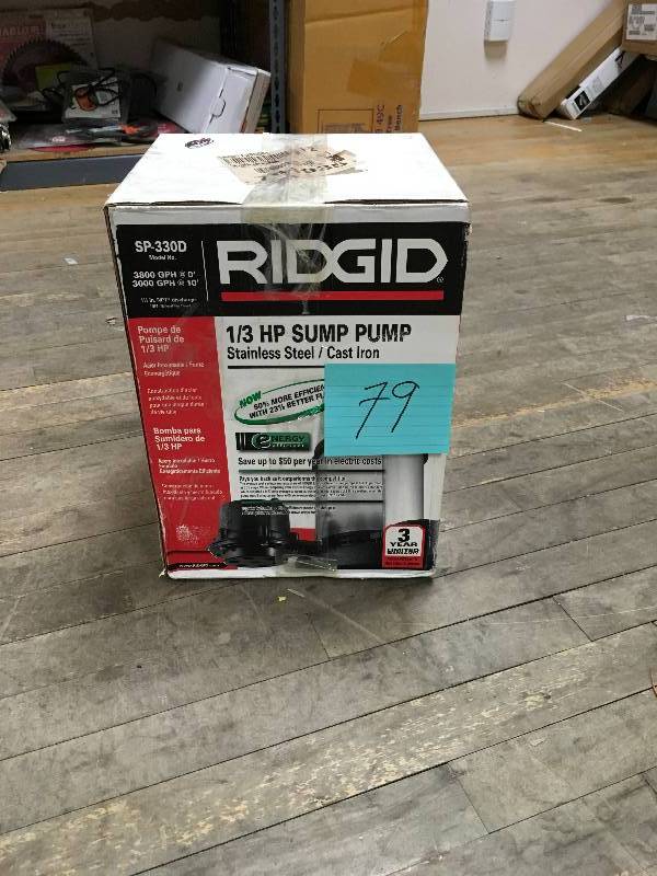Ridgid 13 HP Submersible Sump Pump-Stainless Steel Cast Iron new