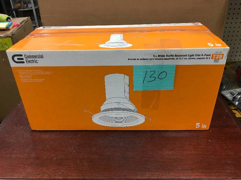 Commercial Electric 5 White Baffle Recessed Light Trim- 6 pack new
