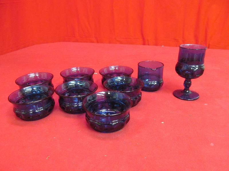 lot 166 image: vintage cobalt glassware