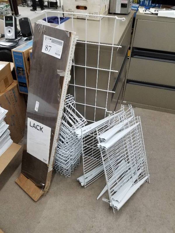 lot 87 image: Closetmaid ShelfTrack 16in. Brackets w Wire Shelves, Lack Bookshelfs