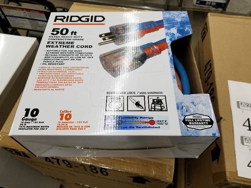 lot 46 image: Lot of (2) Ridgid Extreme Weather 50ft. Extension Cords