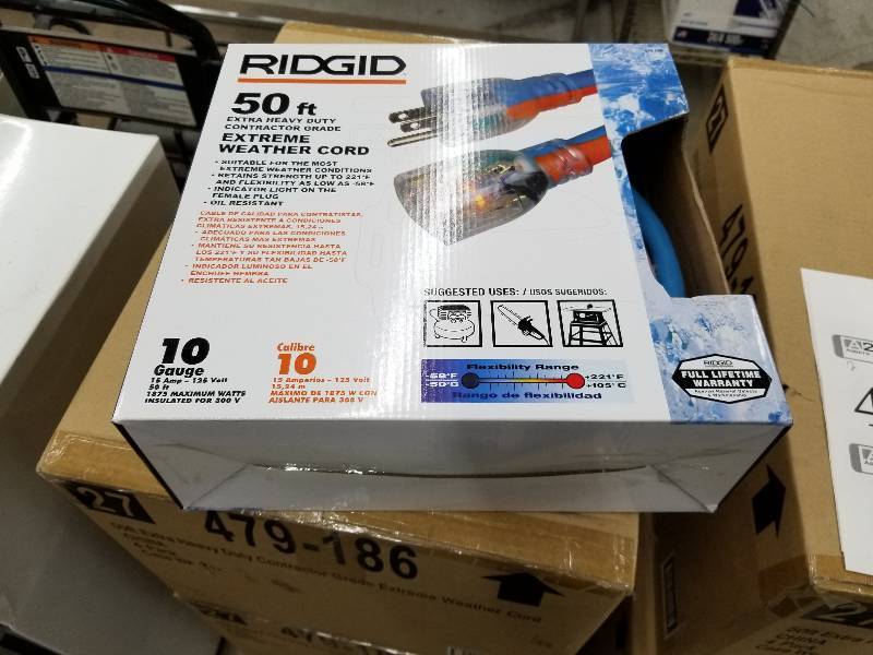 lot 47 image: Lot of (2) Ridgid Extreme Weather 50ft. Extension Cords