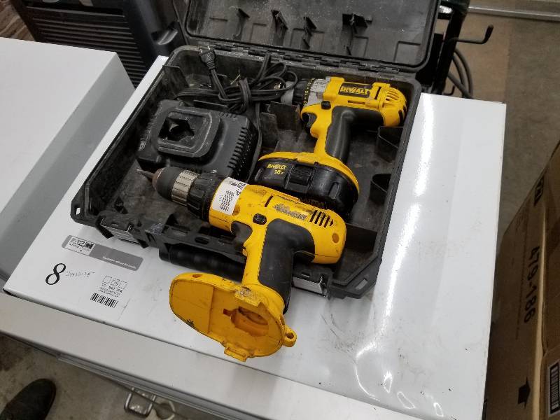 lot 53 image: DeWalt Cordless Drills w Battery, Charger, Case