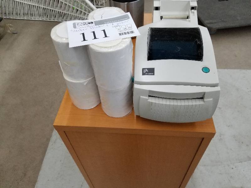lot 111 image: Zebra Thermal Printer Sticker Printer, 7-Rolls Stickers