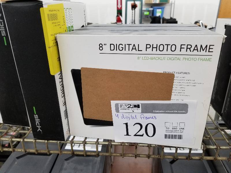 lot 120 image: Lot of (4) Slick 8in. LED-Backlit Digital Photo Frames