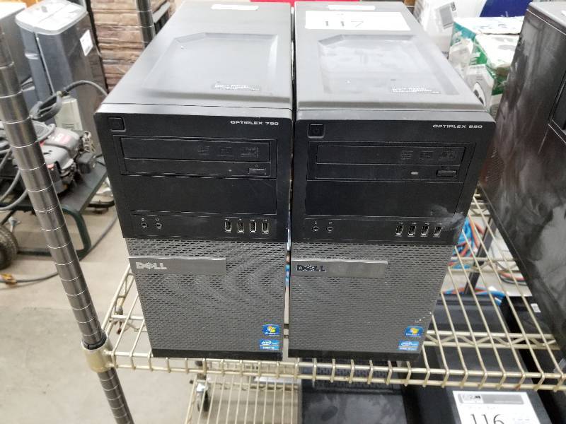 lot 117 image: Lot of (2) Dell Optiplex Computer Towers - Dell Optiplex 990, Dell Optiplex 790