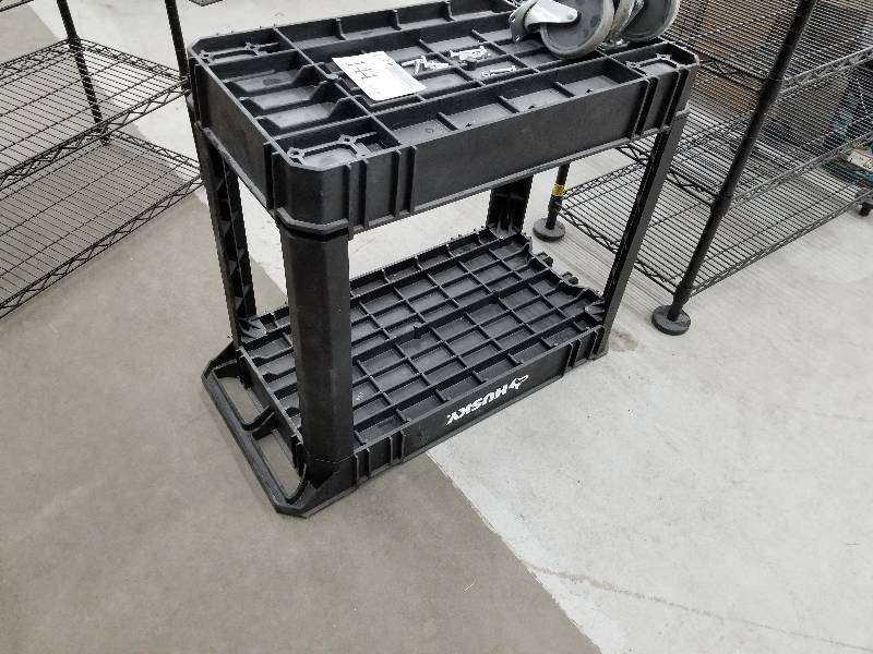 lot 144 image: Husky Rolling 2-Tier Utility Cart