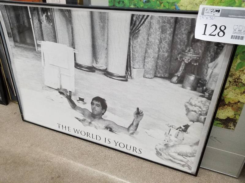 lot 128 image: The World Is Yours Framed Poster