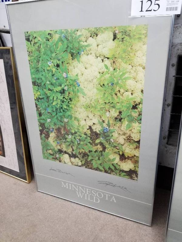 lot 125 image: Minnesota Wild Blueberries and Reindeer Moss by Craig Blakelock, Lee Blakelock Signed Framed Wall Art