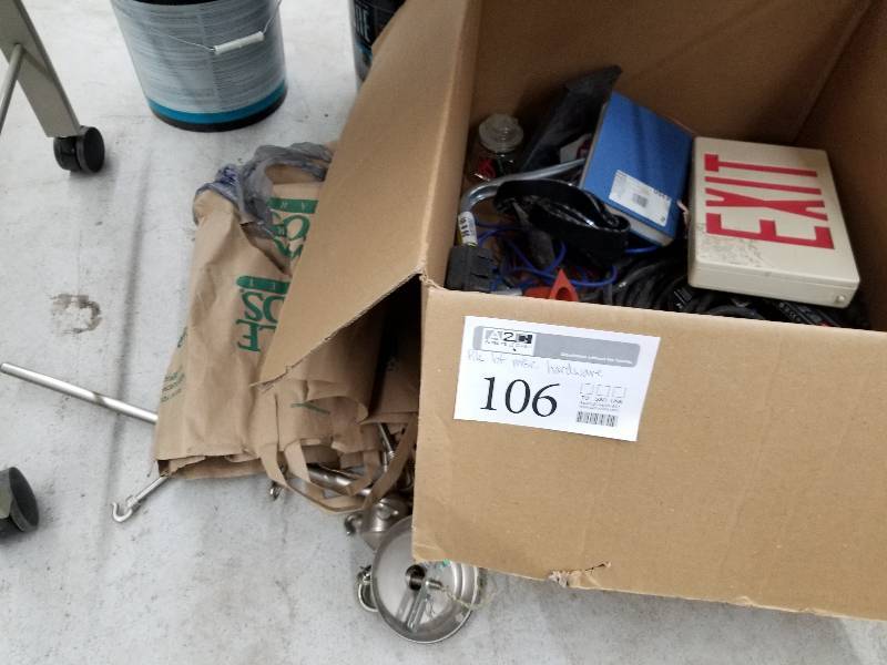 lot 106 image: Misc Hardware - Speaker Wire, EXIT Sign, And More
