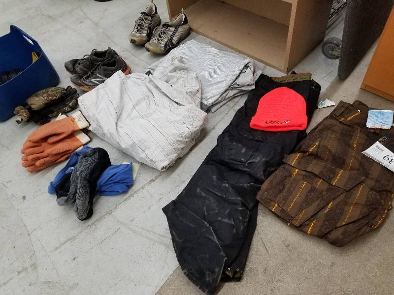 lot 139 image: Shoes, Work Gloves, , Socks, Winter Hats, Pants, And More