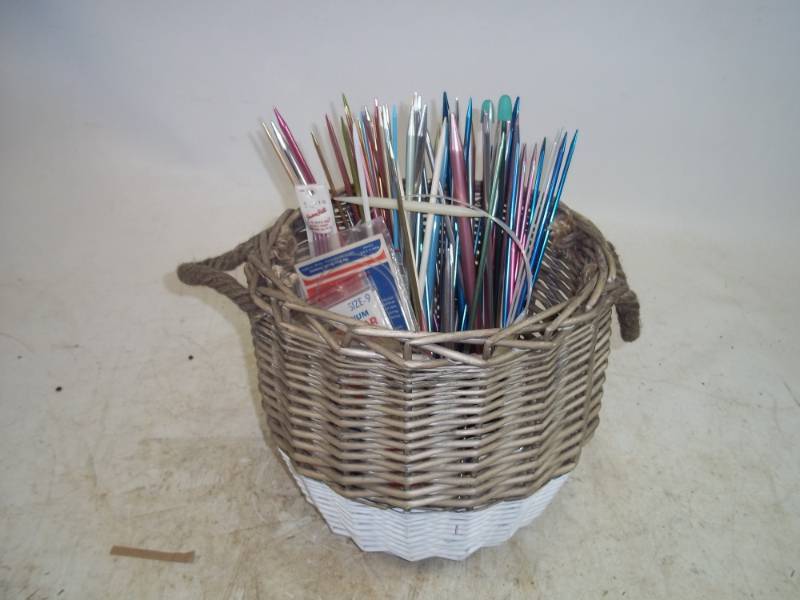 Knitting Needles & Basket