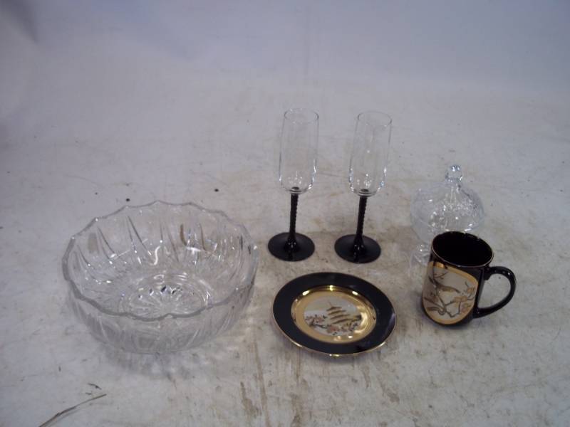 Imperlux Bowl & DishLid,St. James goblets,Chokin Cup & Plate