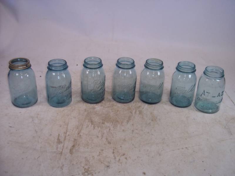 Ball & Atlas Blue Glass Canning Jars