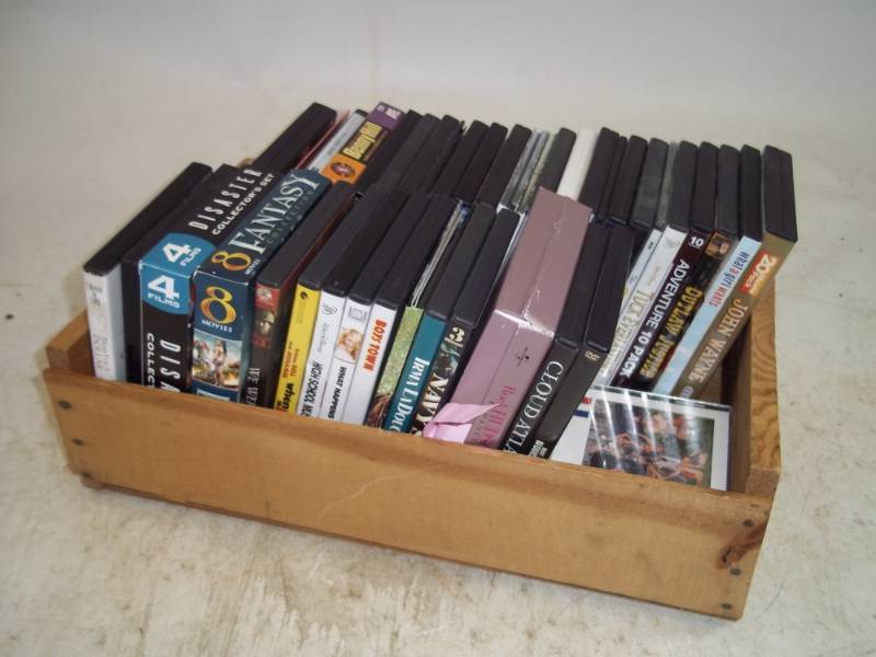 Wood Crate,Movie DVDs.Music CDs