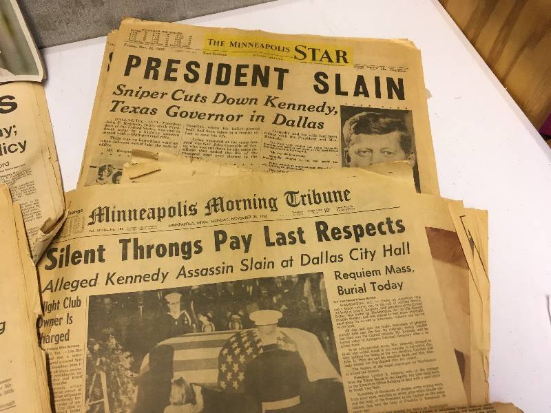 lot 49 image: LARGE GROUP of Vintage Newspapers F.D.R Nixon & John F Kennedy Assassination, etc.