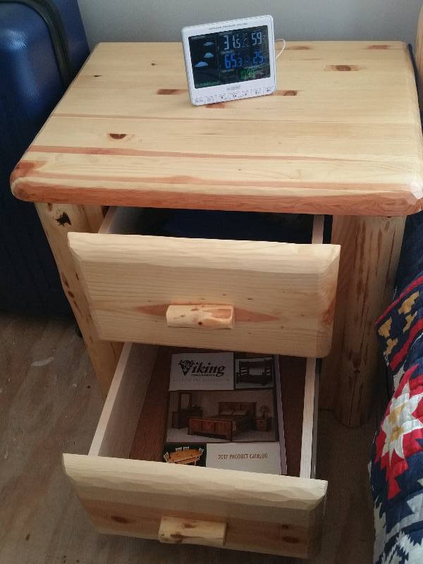 lot 2 image: Viking Brand Rustic Pine Log Night Stand or End Table
