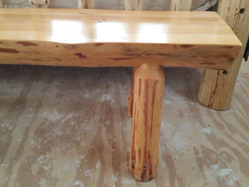 lot 3 image: Viking Brand Rustic Pine Half Log Bench