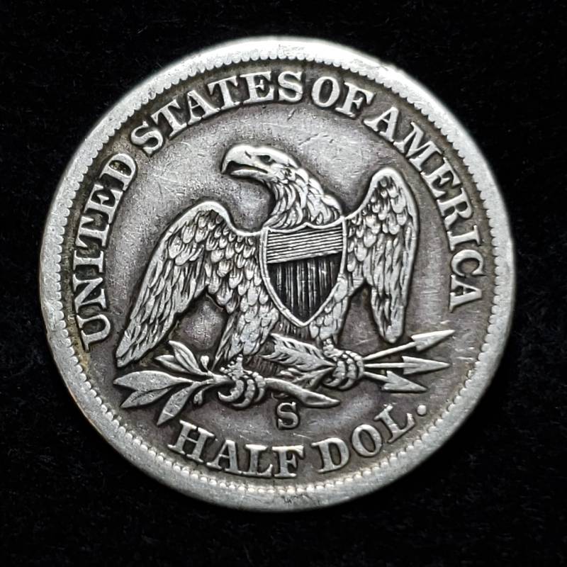 lot 220 image: 1861 S Silver Seated Liberty Half Dollar