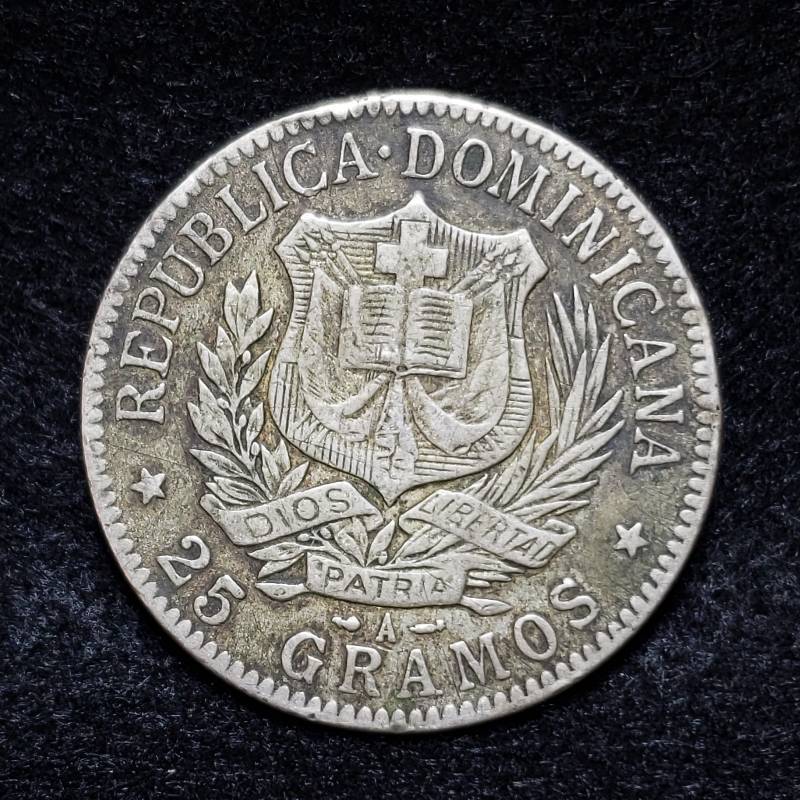 lot 230 image: 1897 Dominican Republic Un Peso Silver coin