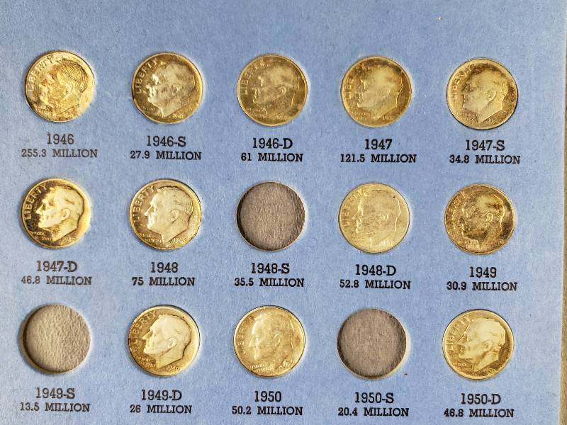 lot 248 image: Roosevelt Dime Collection - Silver and Other